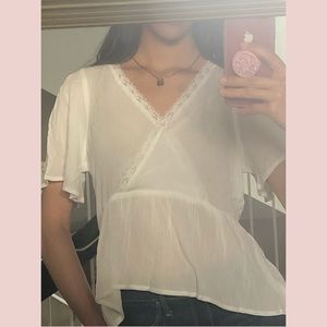 White flowy spring blouse